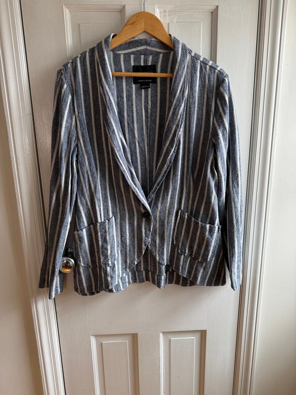Sanctuary Blue & White Striped Linen Blend Blazer Jacket Women’s Size Large EU